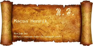 Macsa Henrik névjegykártya